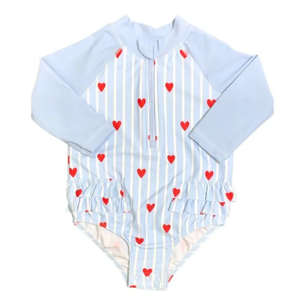 Member's Mark Baby Girls UPF 50+ Rashguard One-Piece Swimsuit - Hearts